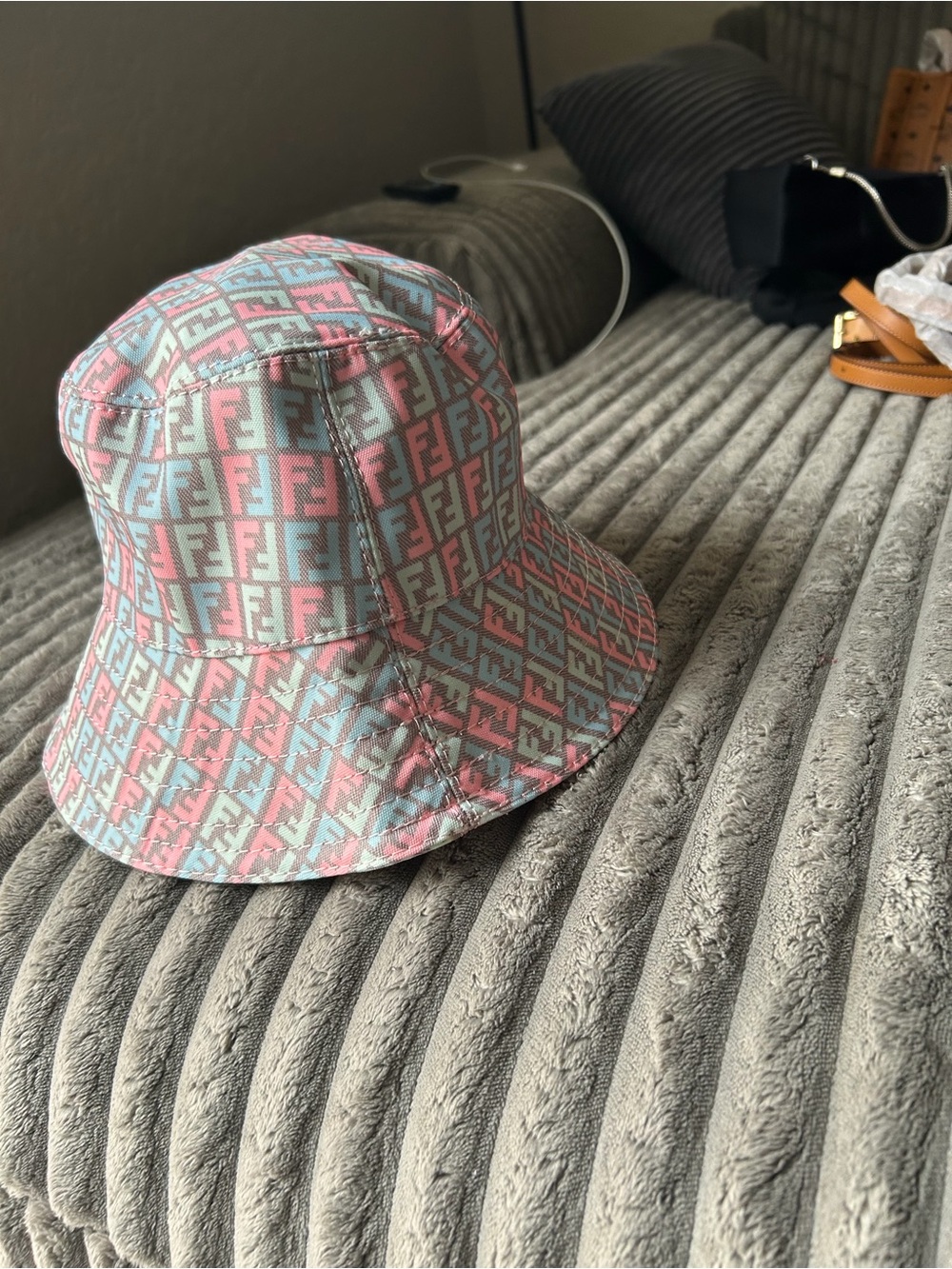 Fendi Pastel Pink & Light Blue Monogram Bucket Hat